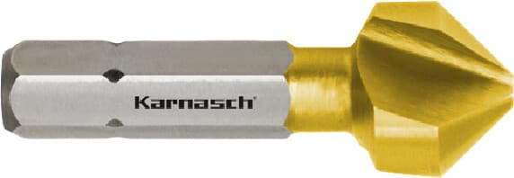 Зенковка 90° из стали HSS-XE с покрытием TiN, неравномерный шаг, короткий хвостовик, DIN 335