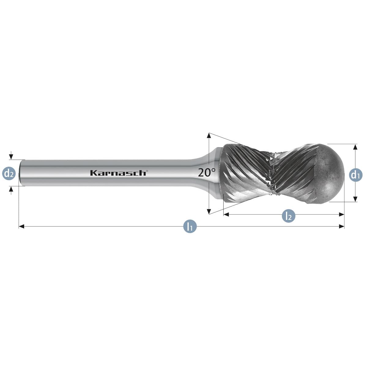Борфреза комбинированная Karnasch Radius Multipower форма R, твердосплавная · арт. 11.4021-100 — фото 1