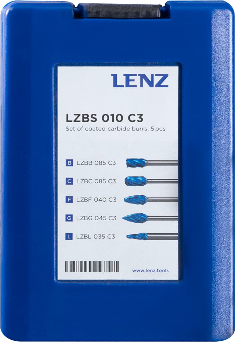 Набор борфрез твердосплавных с покрытием, 5 шт, LENZ, арт. LZBS 010 C3 · арт. LZBS 010 C3 — фото 3