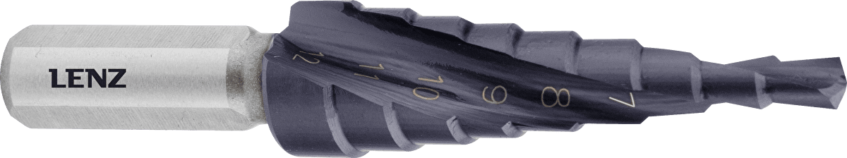 Сверло ступенчатое Ø4-12 мм, с покрытием, арт. LZSD-0412 F