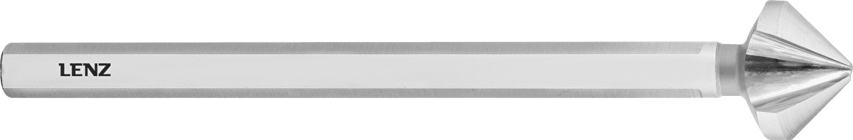 Зенковки LENZ 90° длинные, хвостовик ц/х с 3 гранями, серия LZSK-21