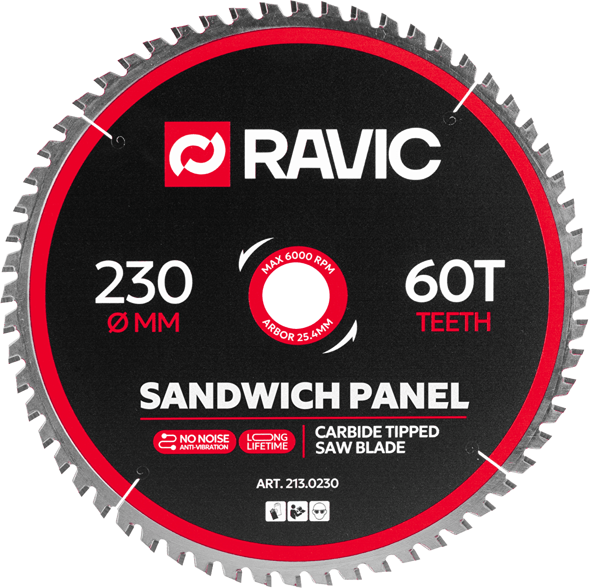 Диск пильный по стали и сэндвич-панелям Ravic, 230х2,0/1,6х25,4 мм, Z=60, арт. 213.0230 — фото 1