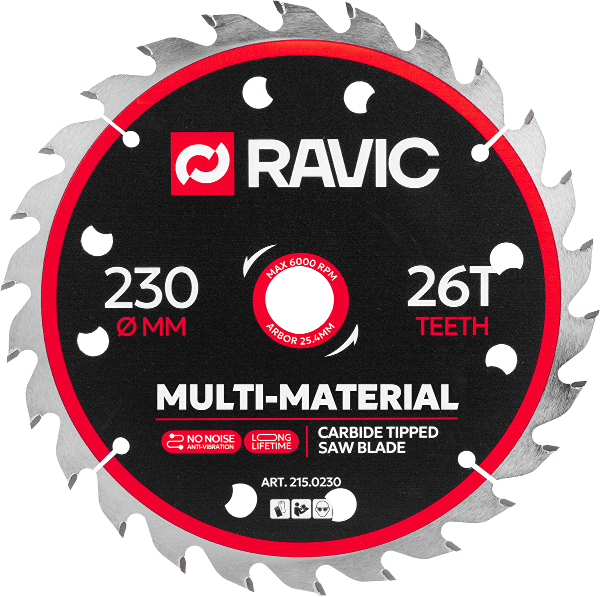 Диск пильный по стали универсальный Ravic 230х2/1,6х25,4 мм, Z=26, арт. 215.0230 — фото 1