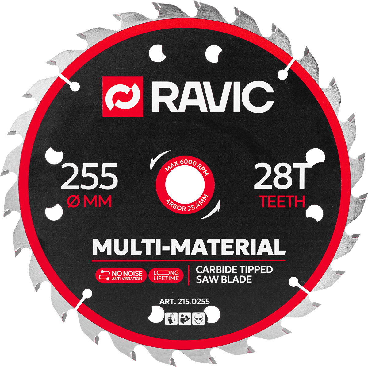 Диск пильный по стали универсальный Ravic 255х2/1,6х25,4 мм, Z=28, арт. 215.0255 — фото 1