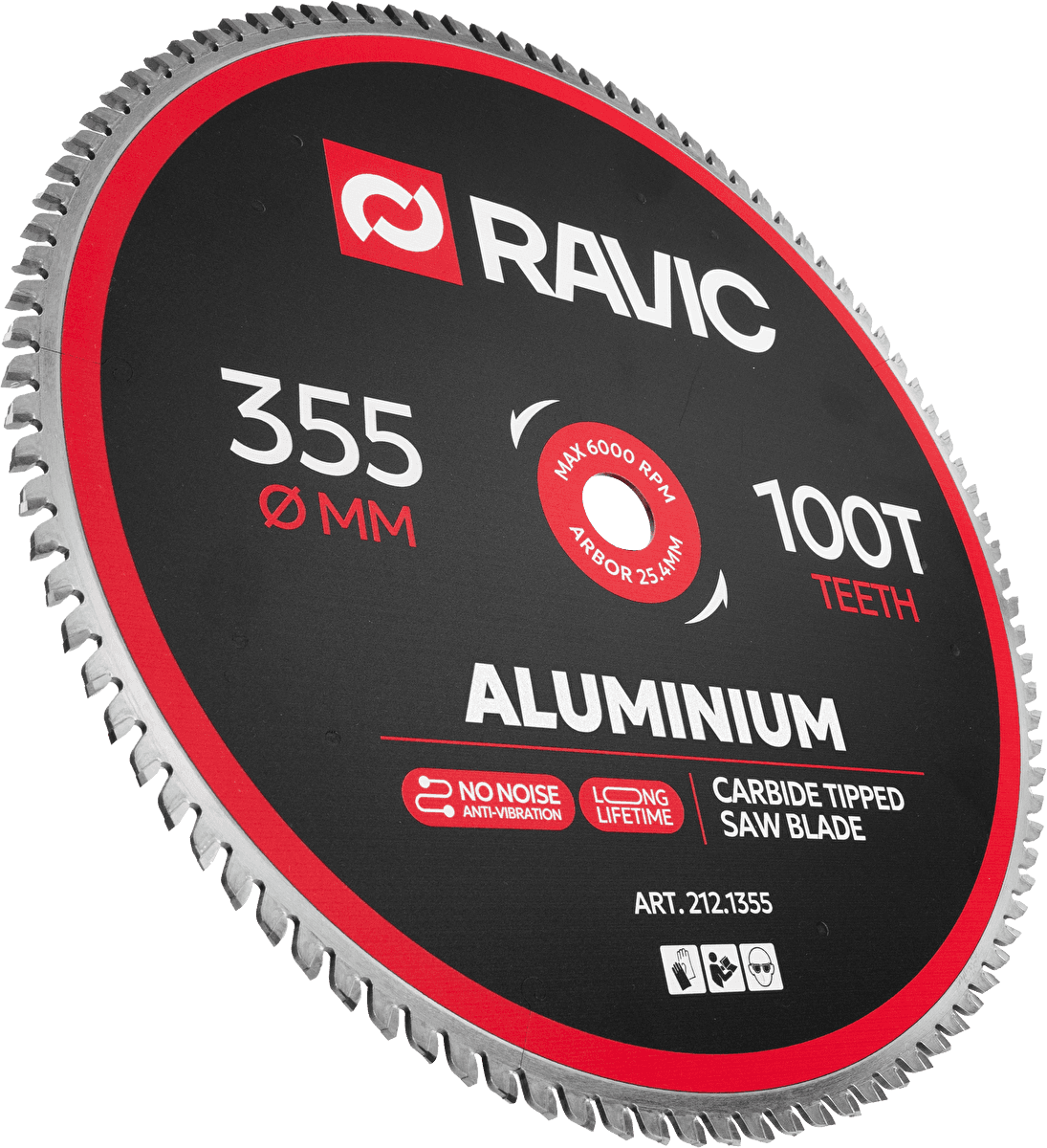 Диск пильный по алюминию, отрицательный угол Ravic 355x3,4/2,8x25,4 мм, Z=100, арт. 212.1355 — фото 2