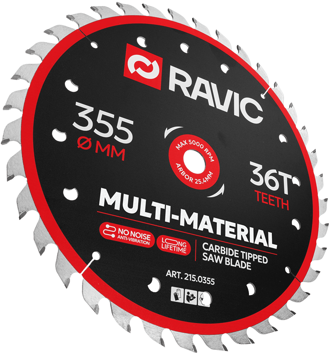 Диск пильный по стали универсальный Ravic 355х2,8/2,2х25,4 мм, Z=36, арт. 215.0355 — фото 2
