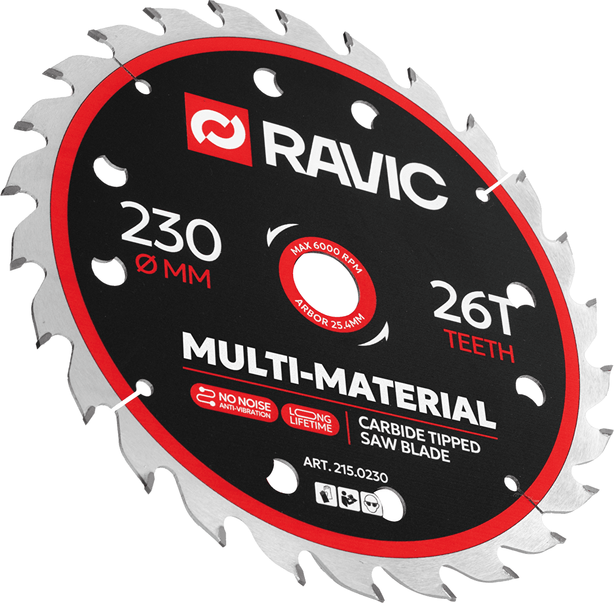 Диск пильный по стали универсальный Ravic 230х2/1,6х25,4 мм, Z=26, арт. 215.0230 — фото 2