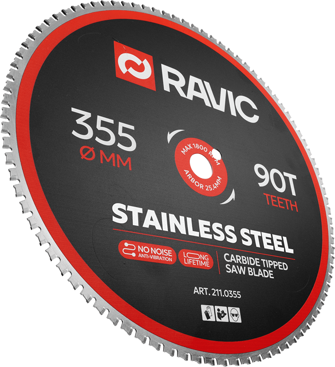 Диск пильный по нержавеющей стали Ravic, 355x2,2/1,8x25,4 мм Z=90, арт. 211.0355 — фото 2