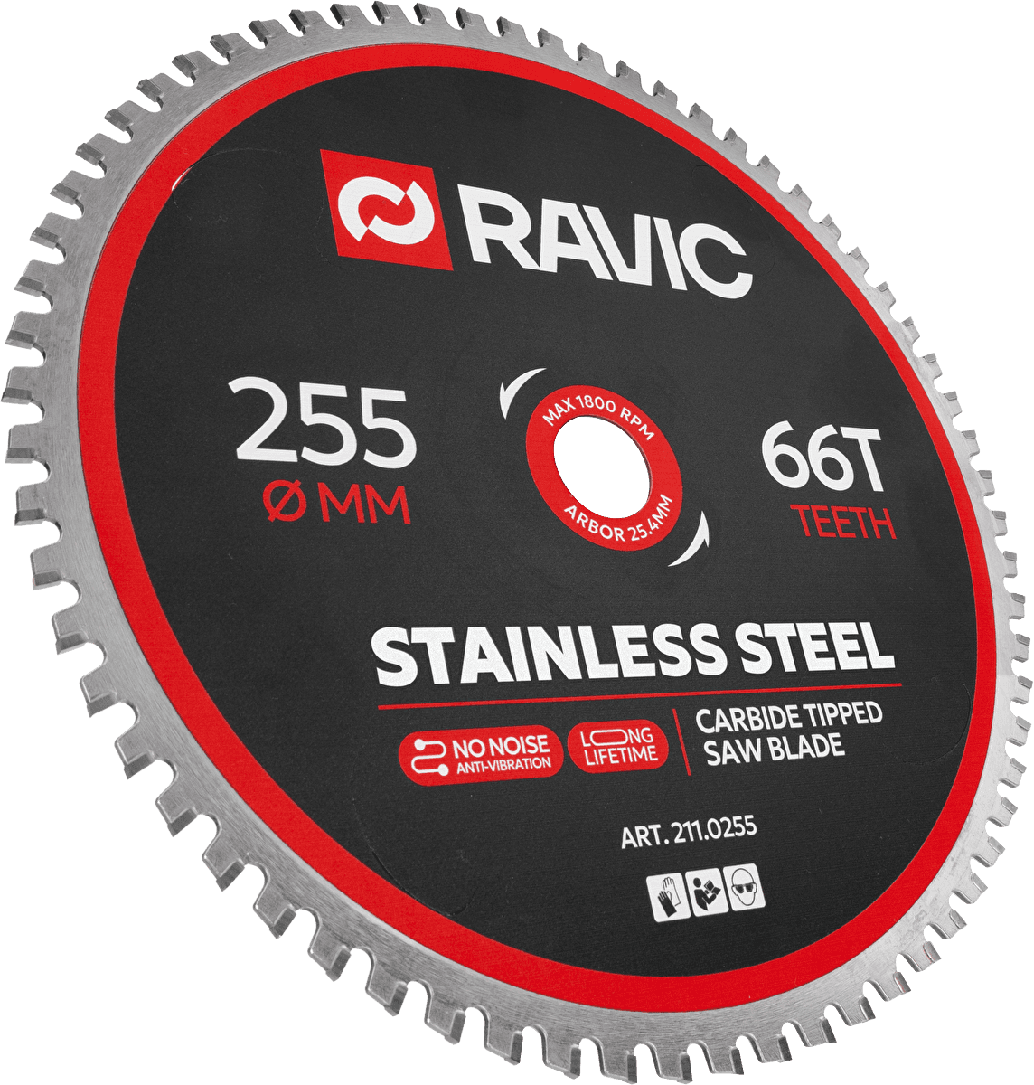 Диск пильный по нержавеющей стали Ravic 255х2,2/1,8х25,4 мм, Z=66, арт. 211.0255 — фото 3