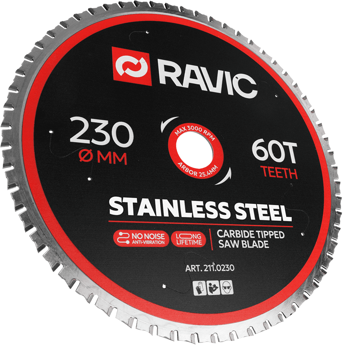 Диск пильный по нержавеющей стали Ravic, 230х2,0/1,6х25,4 мм, Z=60, арт. 211.0230 — фото 2