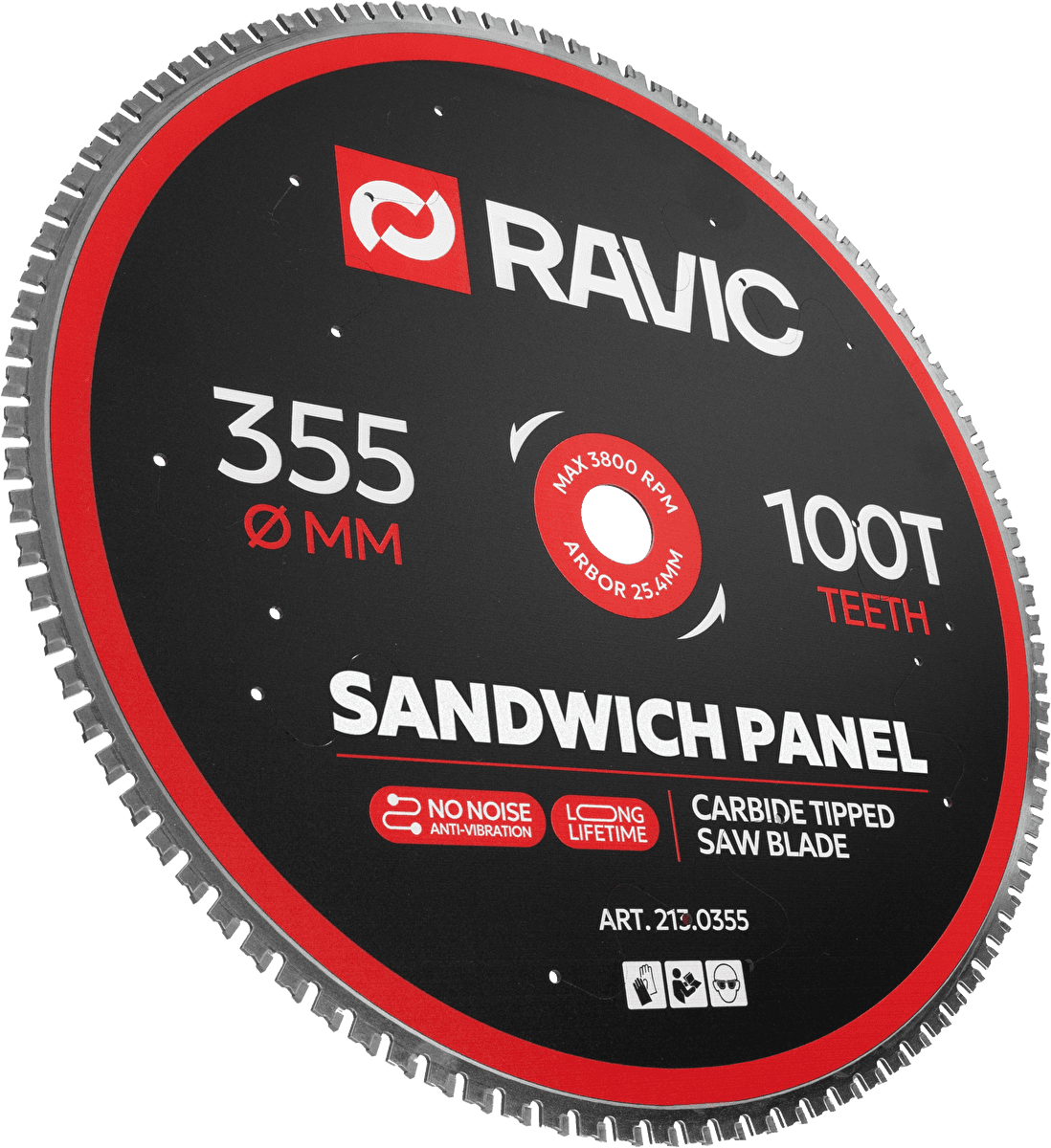 Диск пильный по стали и сэндвич-панелям Ravic 355х2,2/1,8х25,4 мм, Z=100, арт. 213.0355 — фото 2