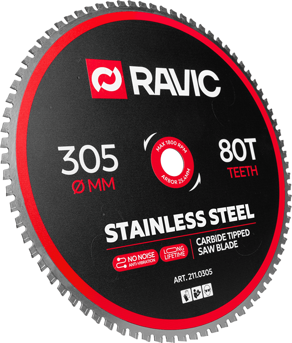Диск пильный по нержавеющей стали Ravic 305х2,2/1,8х25,4 мм, Z=80, арт. 211.0305 — фото 2