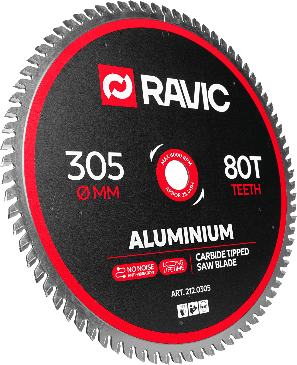 Диск пильный по алюминию, отрицательный угол Ravic 305х3,2/2,5х25,4 мм, Z=80, арт. 212.0305 — фото 2