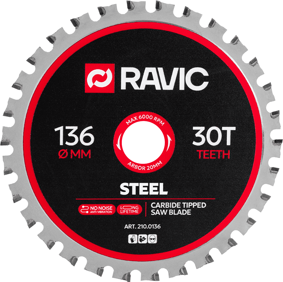 Диск пильный по стали Ravic 136х1,6/1,2х20 мм, Z=30, арт. 210.0136 — фото 1