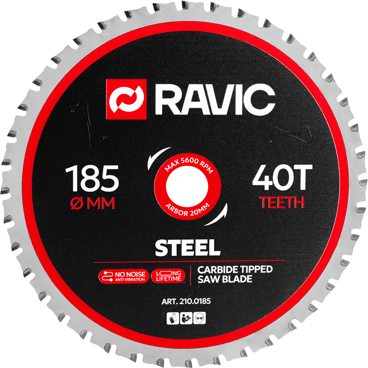 Диск пильный по стали Ravic 185х1,8/1,4х20 мм, Z=40, арт. 210.0185 — фото 1