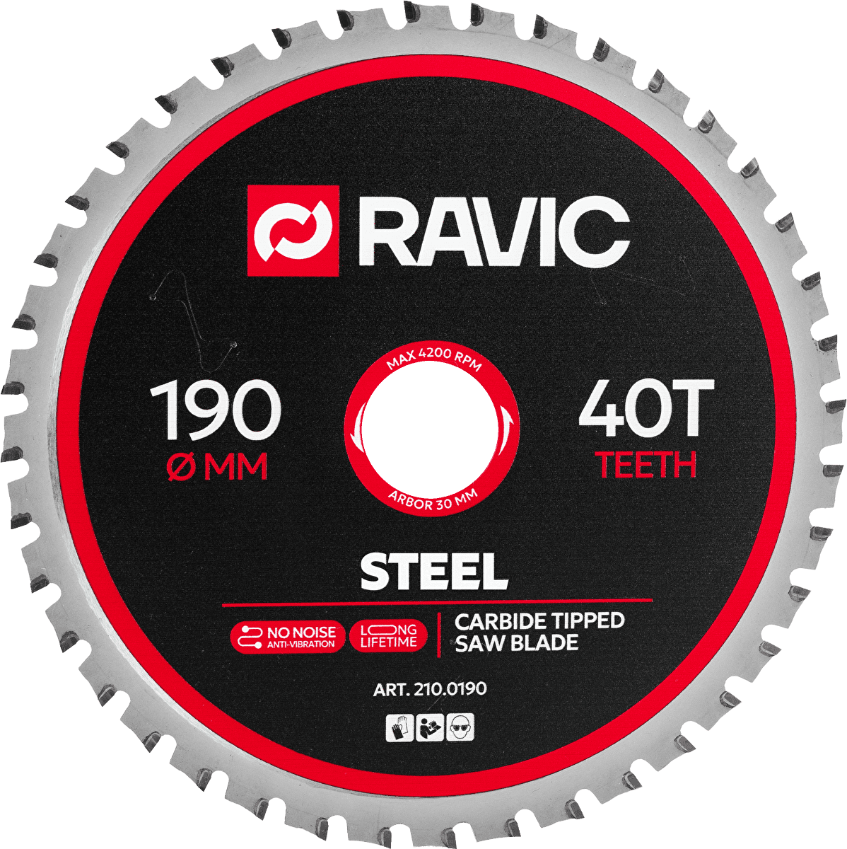 Диск пильный по стали Ravic 190х1,8/1,4х30 мм, Z=40, арт. 210.0190 — фото 1