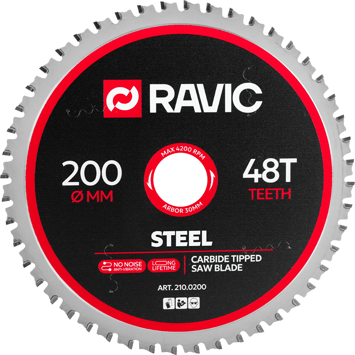 Диск пильный по стали Ravic 200х1,8/1,4х30 мм, Z=48, арт. 210.0200 — фото 1