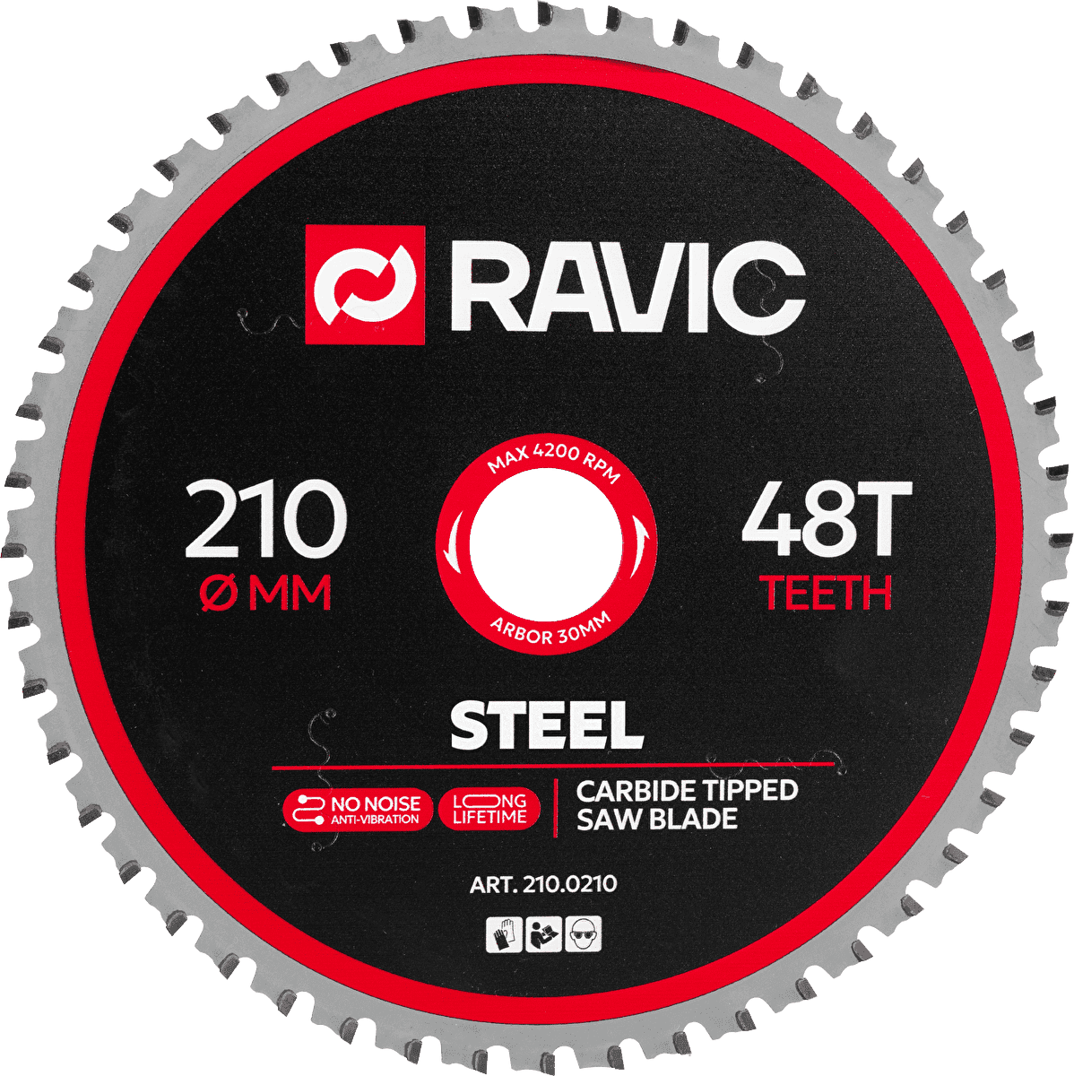 Диск пильный по стали Ravic 210х1,8/1,4х30 мм, Z=48, арт. 210.0210 — фото 1