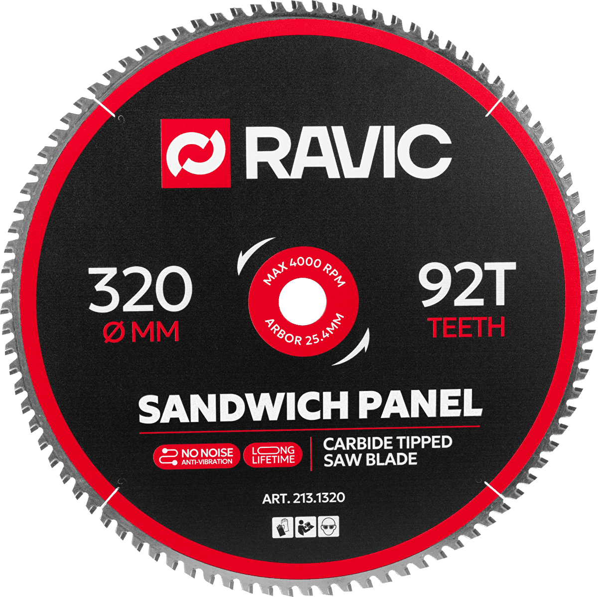 Диск пильный по стали и сэндвич-панелям Ravic 320х2,2/1,8х25,4 мм, Z=92, арт. 213.1320 — фото 1