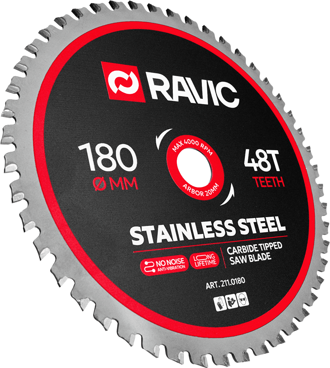 Диск пильный по нержавеющей стали Ravic 180х1,8/1,4х20 мм, Z=48, арт. 211.0180 — фото 2