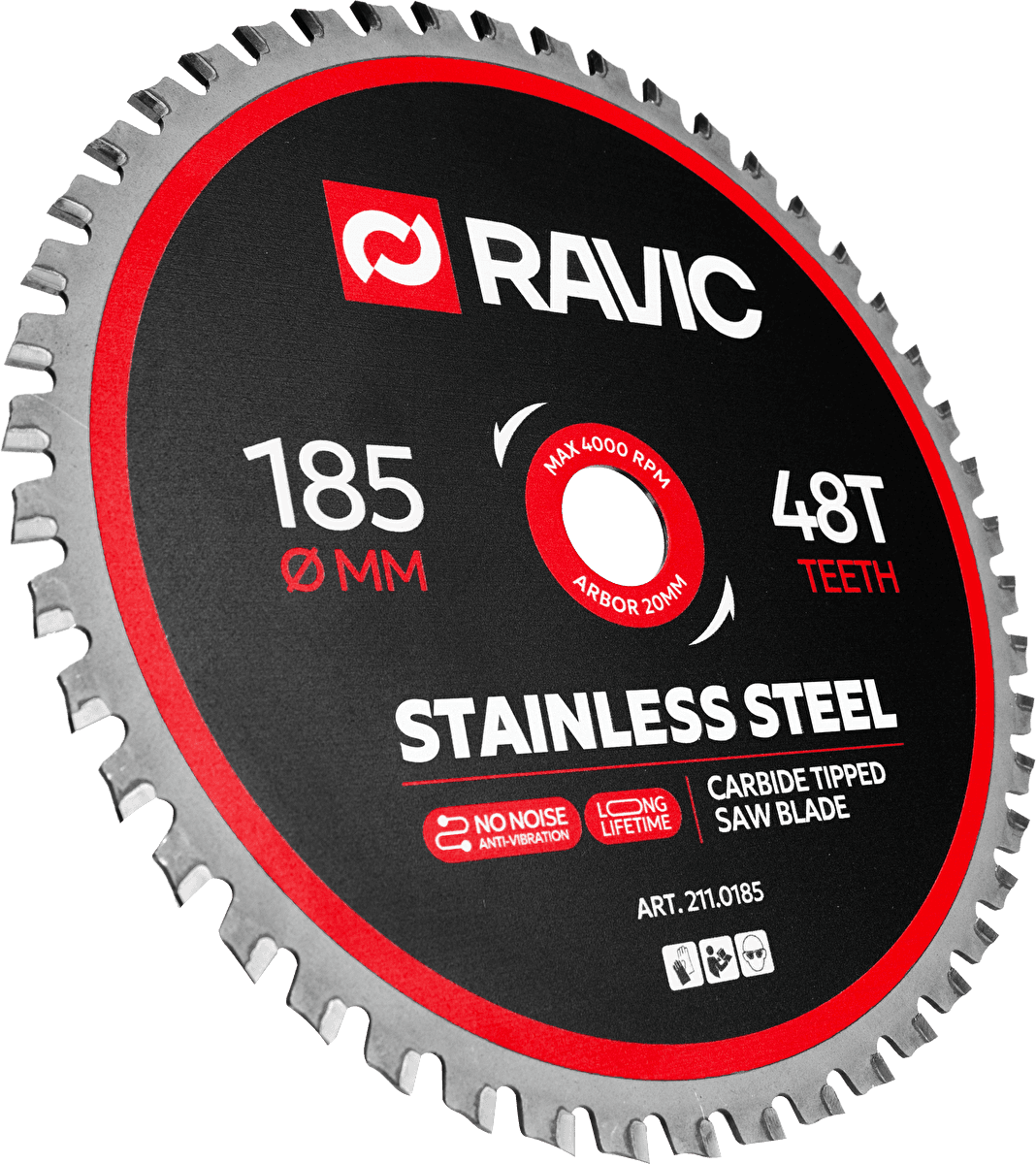 Диск пильный по нержавеющей стали Ravic 185х1,8/1,4х20 мм, Z=48, арт. 211.0185 — фото 2