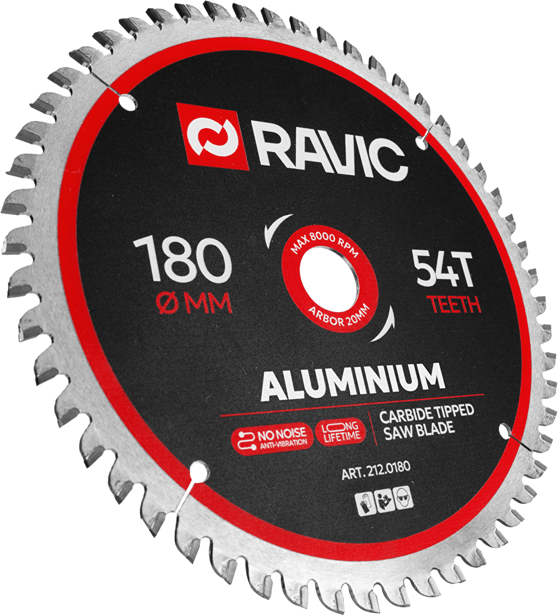 Диск пильный по алюминию, отрицательный угол Ravic 180х1,8/1,5х20 мм, Z=54, арт. 212.0180 — фото 2