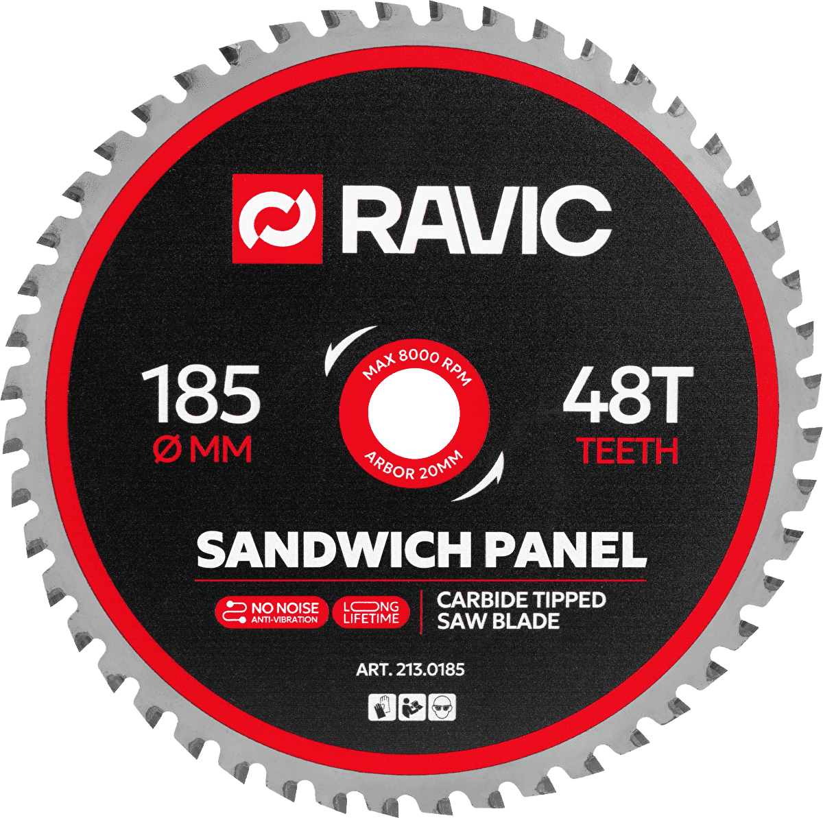 Диск пильный по стали и сэндвич-панелям Ravic 185х1,8/1,4х20 мм, Z=48, арт. 213.0185 — фото 1
