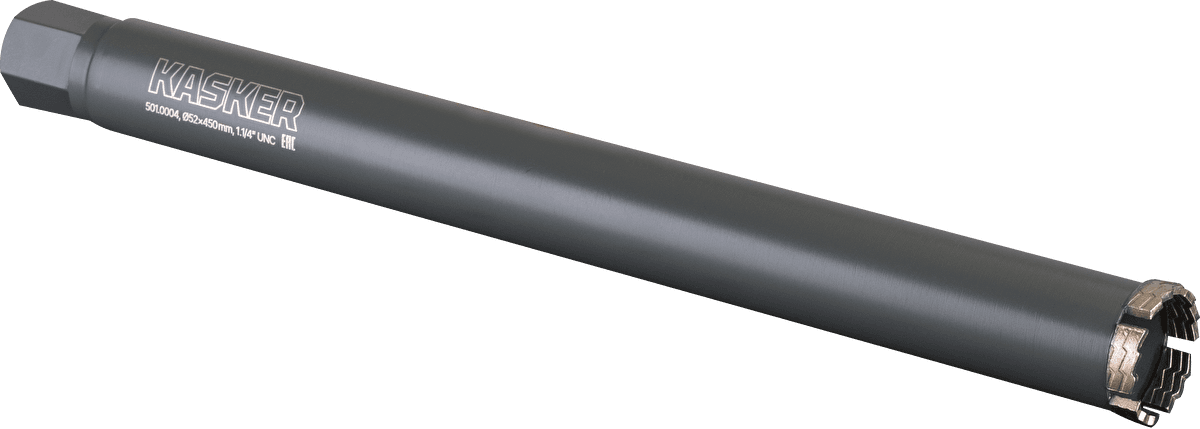 Коронка алмазная Kasker 52х450 мм, 1.1/4" UNC, 5 сегментов, арт. 501.0004 — фото 1