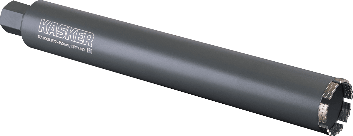 Коронка алмазная Kasker 72х450 мм, 1.1/4" UNC, 7 сегментов, арт. 501.0008 — фото 1