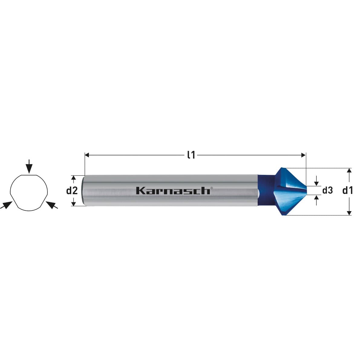 Коническая зенковка 90° DIN 335 из стали HSS-XE с покрытием BLUE-TEC, форма C, RAPID-CUT - арт. 20.1765-010 — фото 3