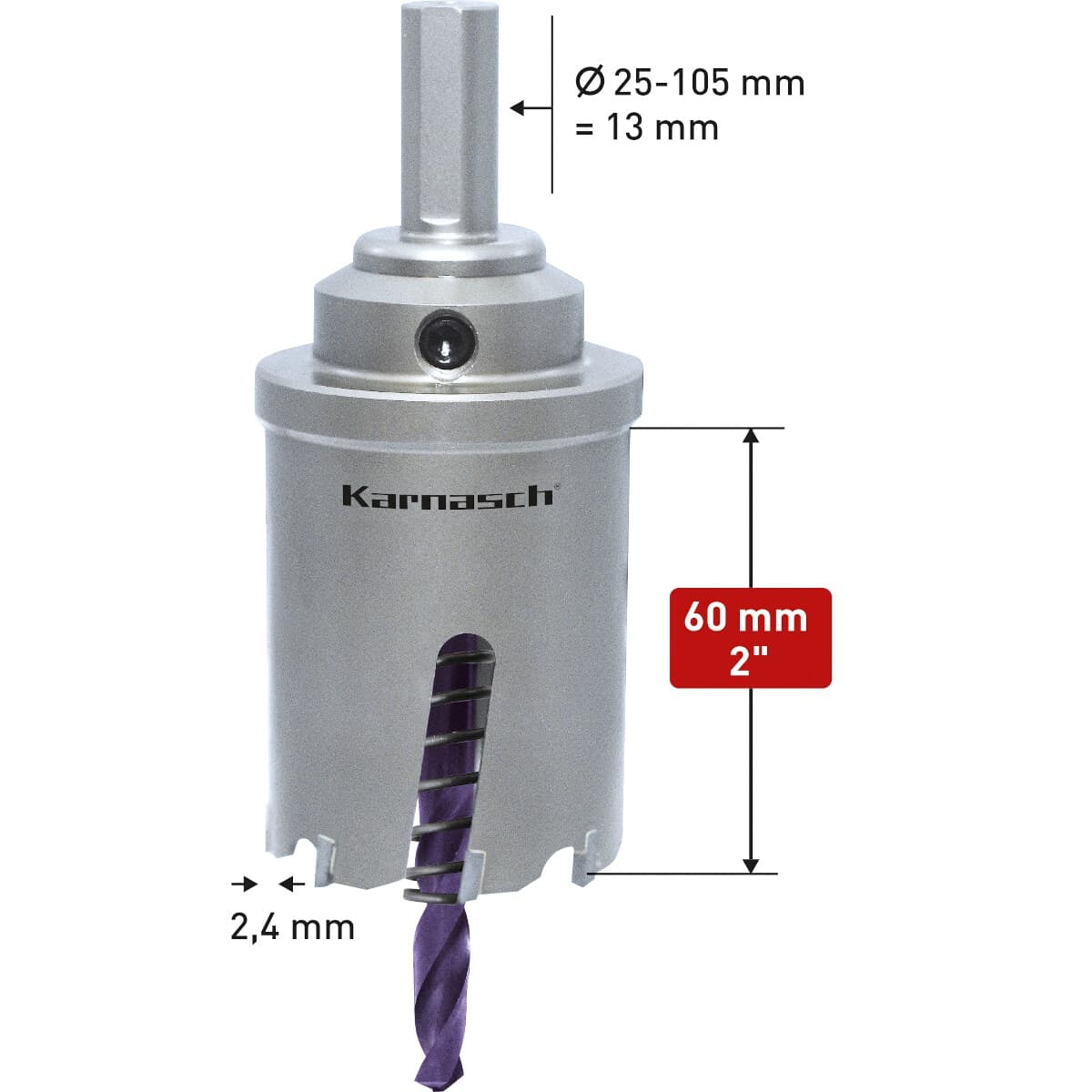 Твердосплавная коронка POWER-MAX 60 ALLROUND, Ø50х60 мм, в сборе, арт. 20.1121-050 — фото 2