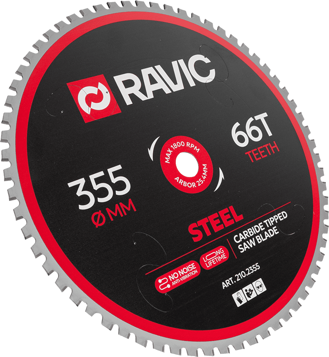 Диск пильный по стали Ravic, 355х2,4/2,0х25,4 мм, Z=66, арт. 210.2355 · арт. 210.2355 — фото 2