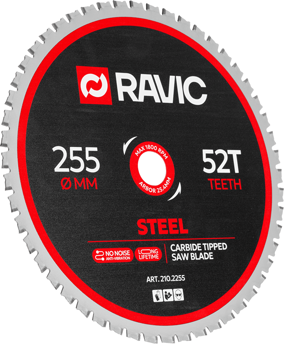 Диск пильный по стали Ravic, 255х2,0/1,6х25,4 мм, Z=52, арт. 210.2255 · арт. 210.2255 — фото 2