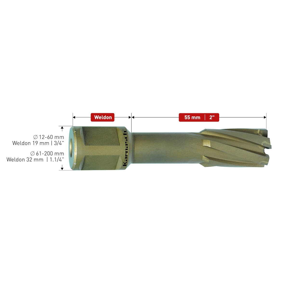 Корончатые сверла Hard-line Karnasch, длина 55 мм, Weldon 19/32, арт. 20.1316 — фото 4
