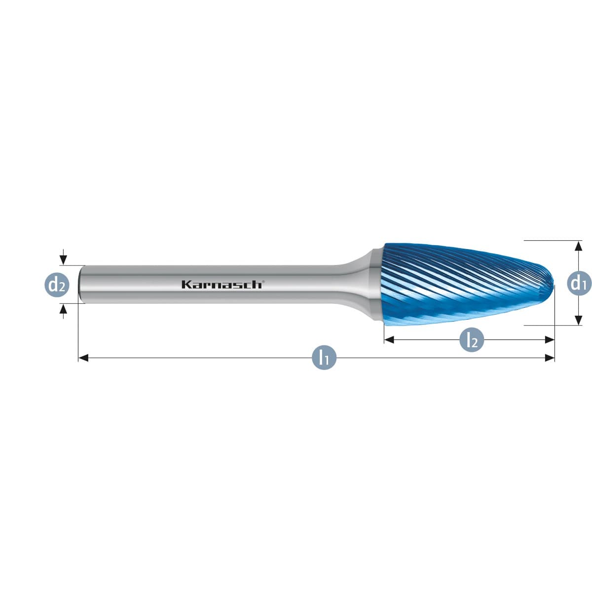 Борфреза твердосплавная форма F, 16×25×6×70 мм, насечка HP-5, с покрытием Blue-Tec, арт. 11.5053-065 — фото 2