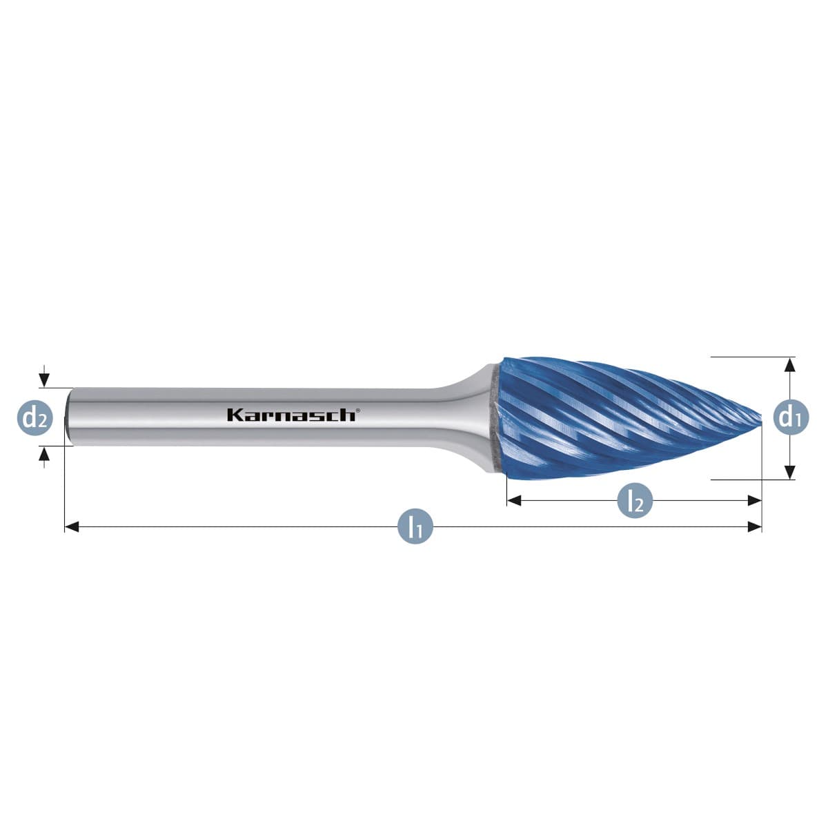 Борфреза твердосплавная форма G, 10×20×6×65 мм, насечка HP-9, с покрытием Blue-Tec, арт. 11.6037-020 — фото 2