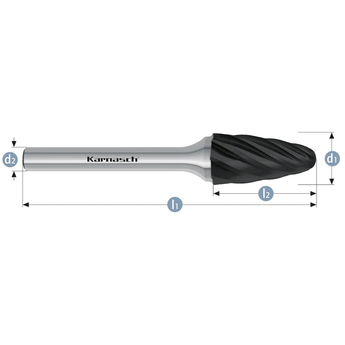 Борфреза твердосплавная форма F, 10×20×6×65 мм, насечка HP-7, с покрытием Black-Tec, арт. 11.5055-035 — фото 2