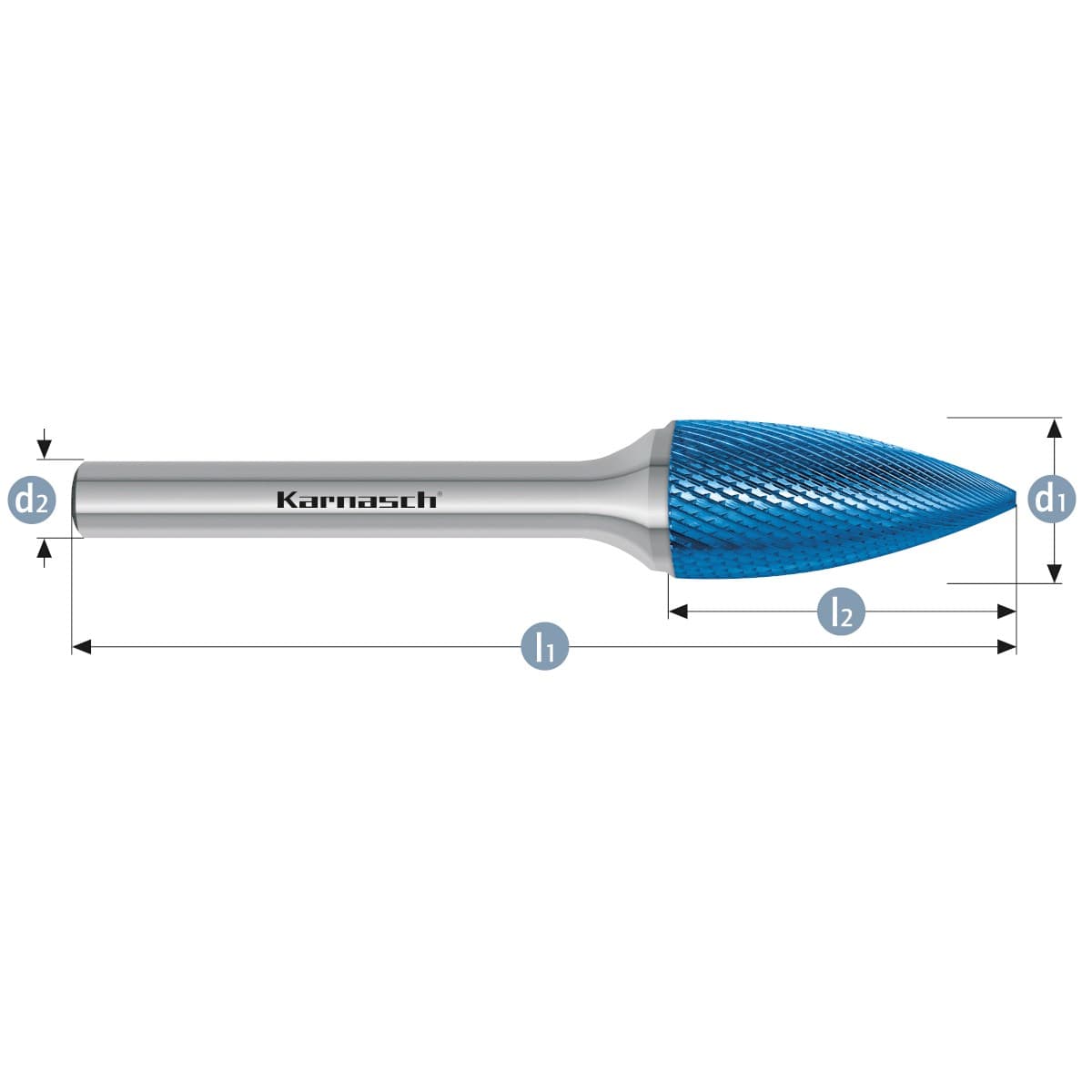 Борфреза твердосплавная форма G, 12×25×6×70 мм, насечка HP-11 micro, с покрытием Blue-Tec, арт. 11.6085-060 — фото 2