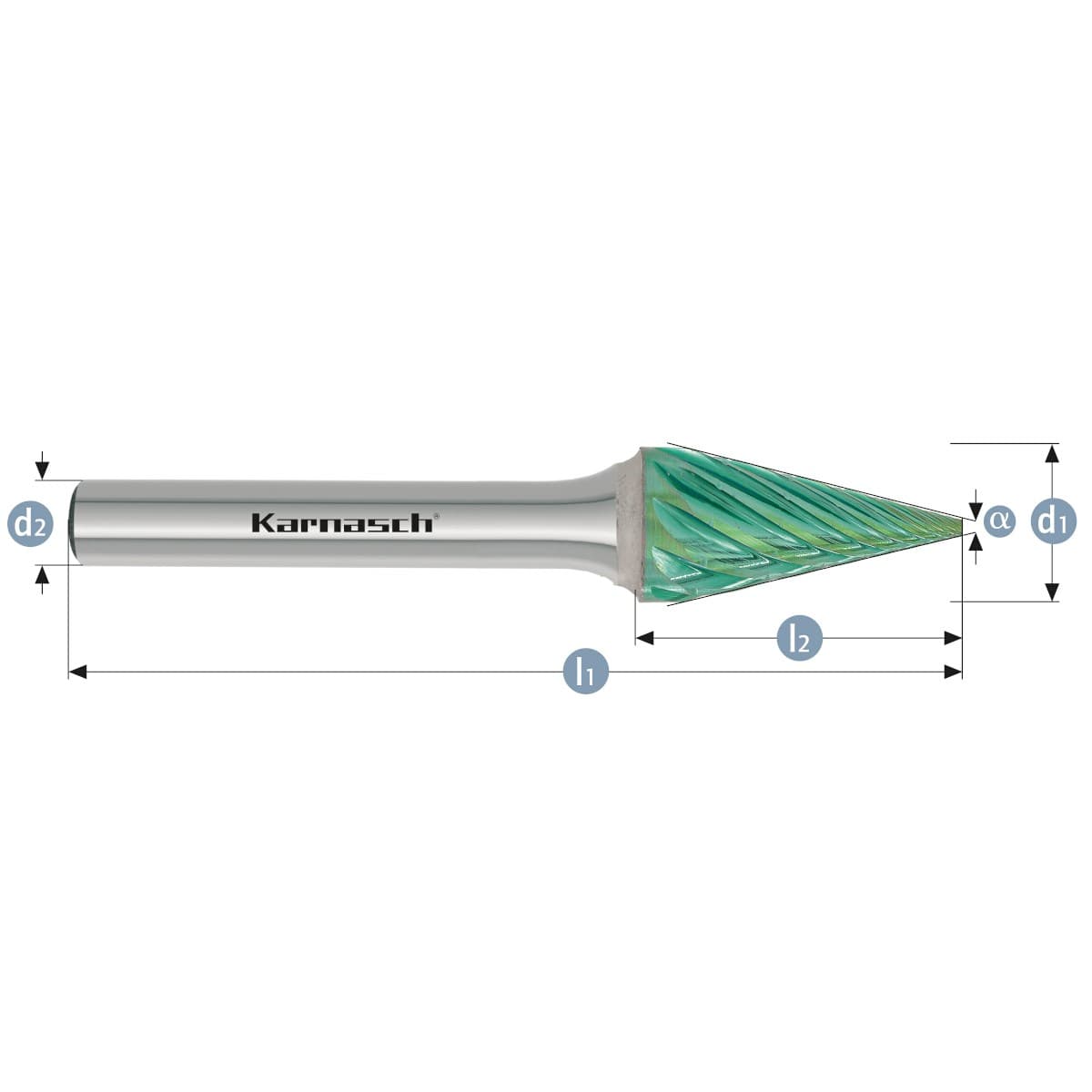Борфрезы твердосплавные форма M (конус), насечка HP-3 PRO, с покрытием Green-Tec, арт. 11.6099 - арт. 11.6099-030 — фото 2