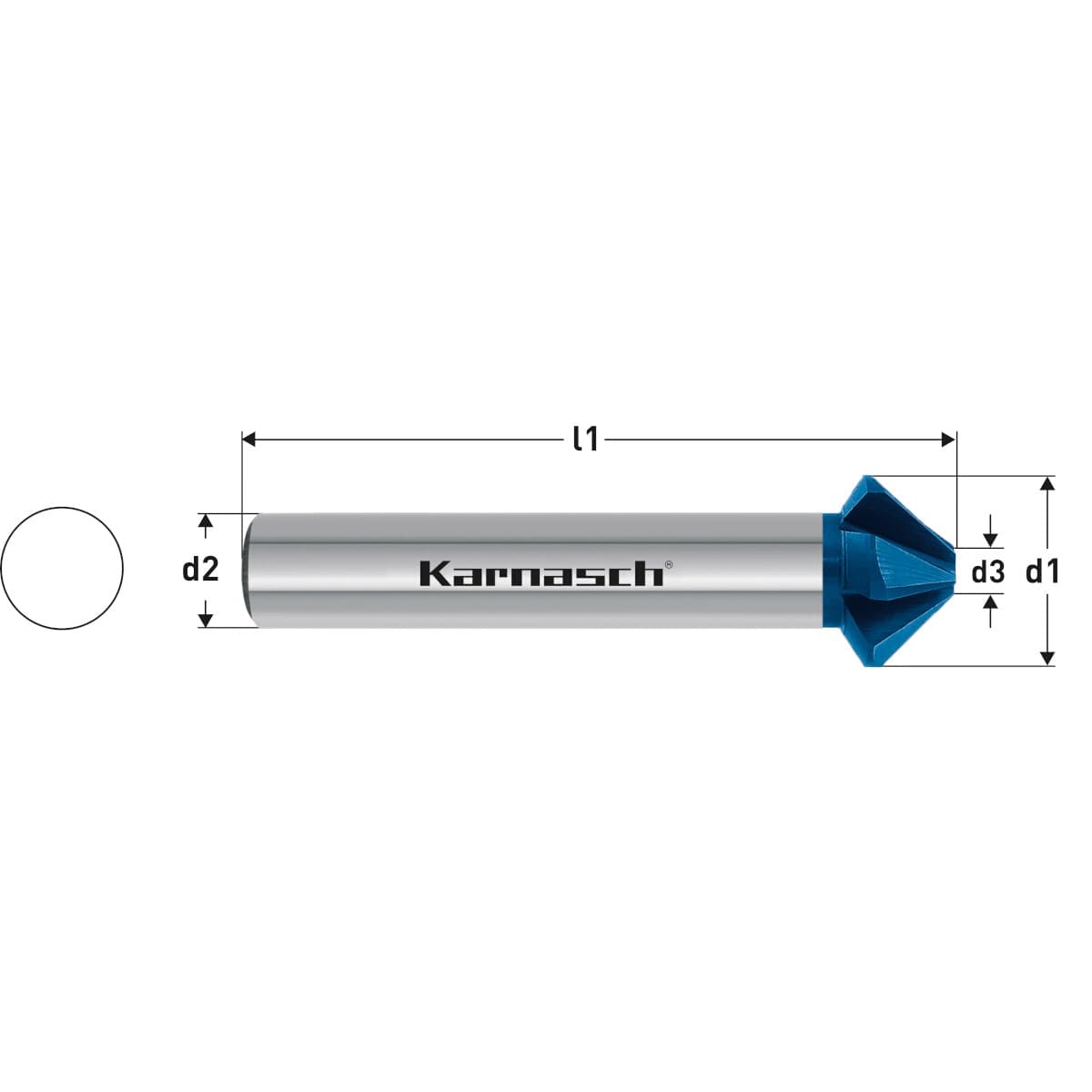 Зенковка твердосплавная с покрытием Blue-Tec, 90°, цилиндрический хвостовик - арт. 40.3045-0124 — фото 2