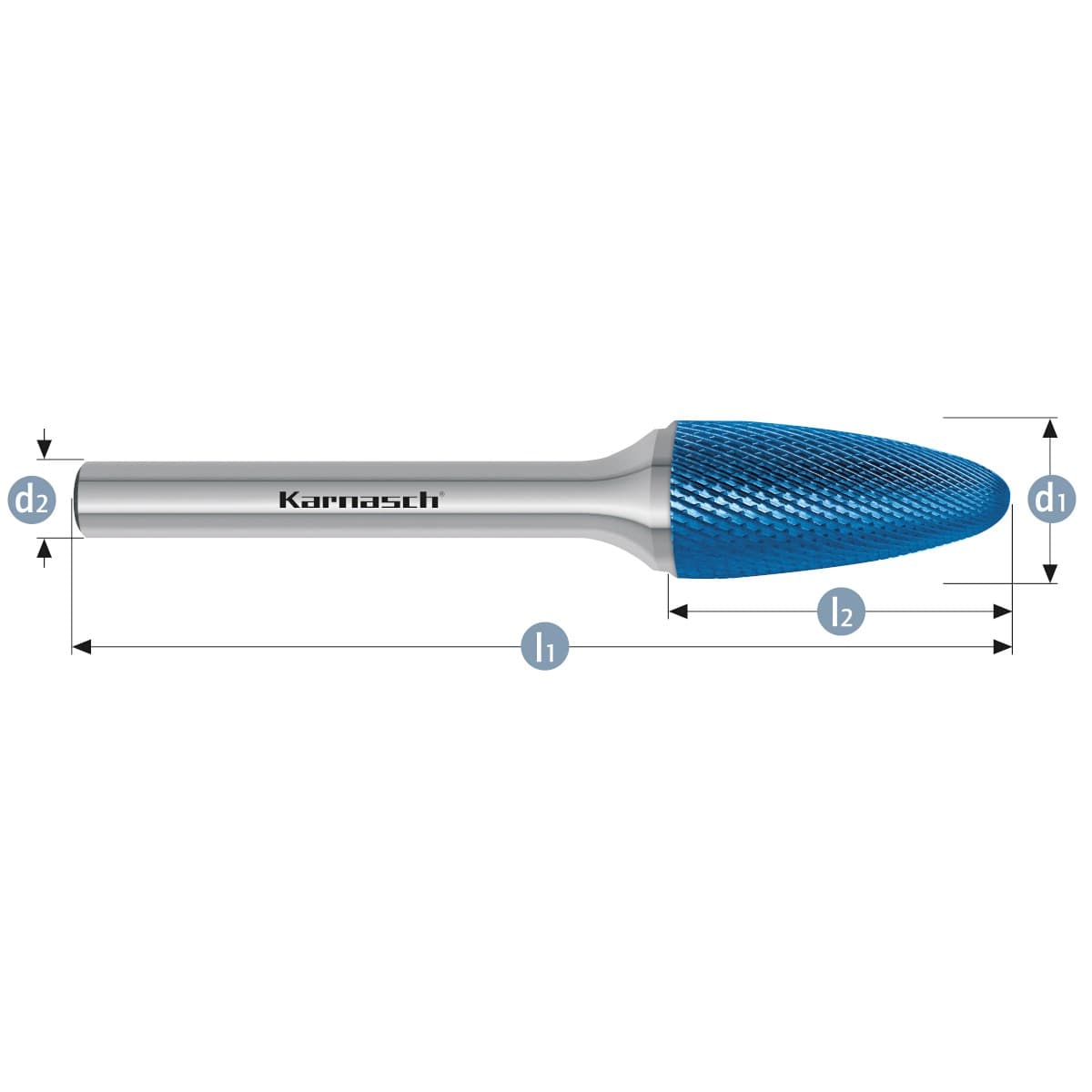 Борфреза твердосплавная форма F, 12×25×6×175 мм, насечка HP-11 micro, с покрытием Blue-Tec, арт. 11.6084-060 — фото 2