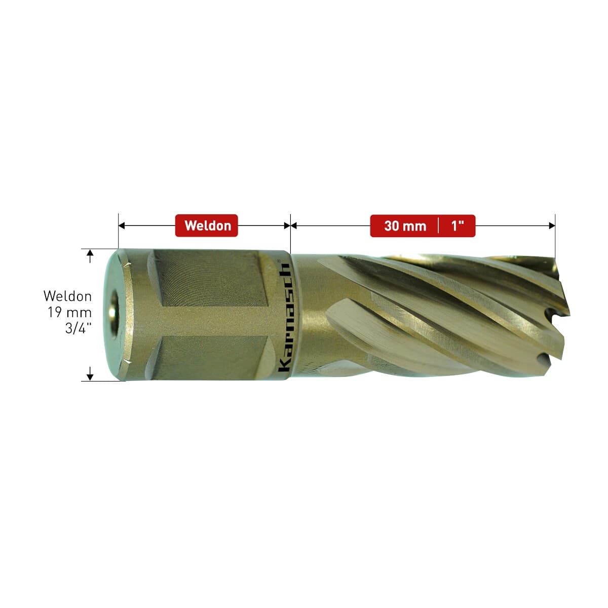 Корончатые сверла Gold-line Karnasch, длина 30 мм, Weldon 19, арт. 20.1260U — фото 2