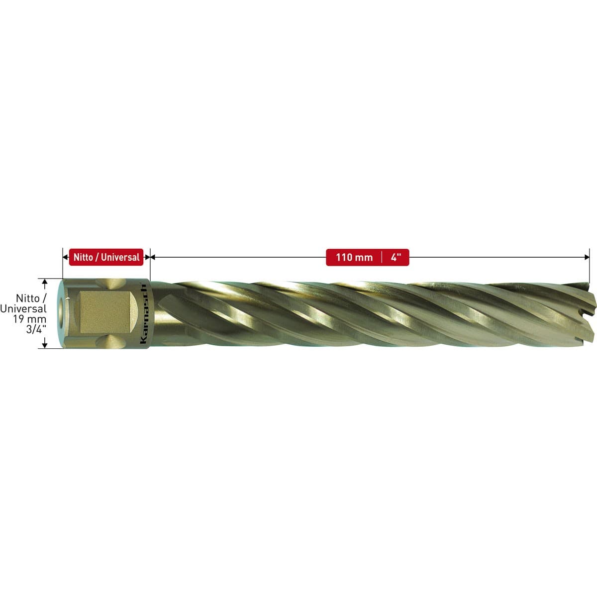 Корончатые сверла Karnasch GOLD-LINE 110 мм, хвостовик Weldon 19+Nitto, артикул 20.1635 - арт. 20.1635.050 — фото 2