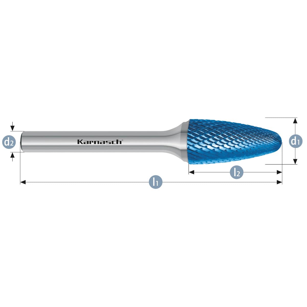 Борфреза твердосплавная форма F, 12×25×6×175 мм, насечка HP-4, с покрытием Blue-Tec, арт. 11.5052-060 — фото 2