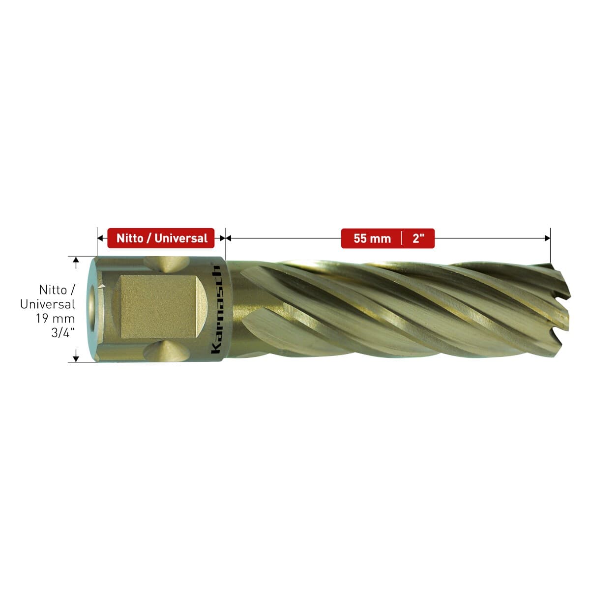 Корончатые сверла Gold-line Karnasch, длина 55 мм, Nitto + Weldon 19, арт. 20.1270N — фото 2