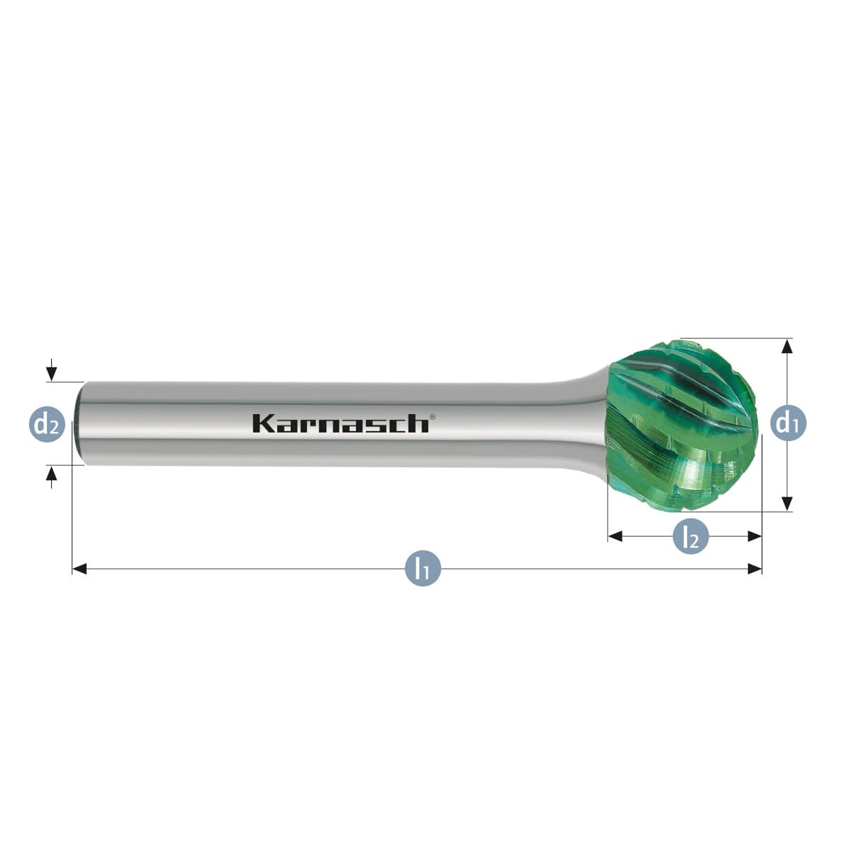 Борфрезы твердосплавные форма D (сфера), насечка HP-3 PRO, с покрытием Green-Tec, арт. 11.6093 - арт. 11.6093-010 — фото 2