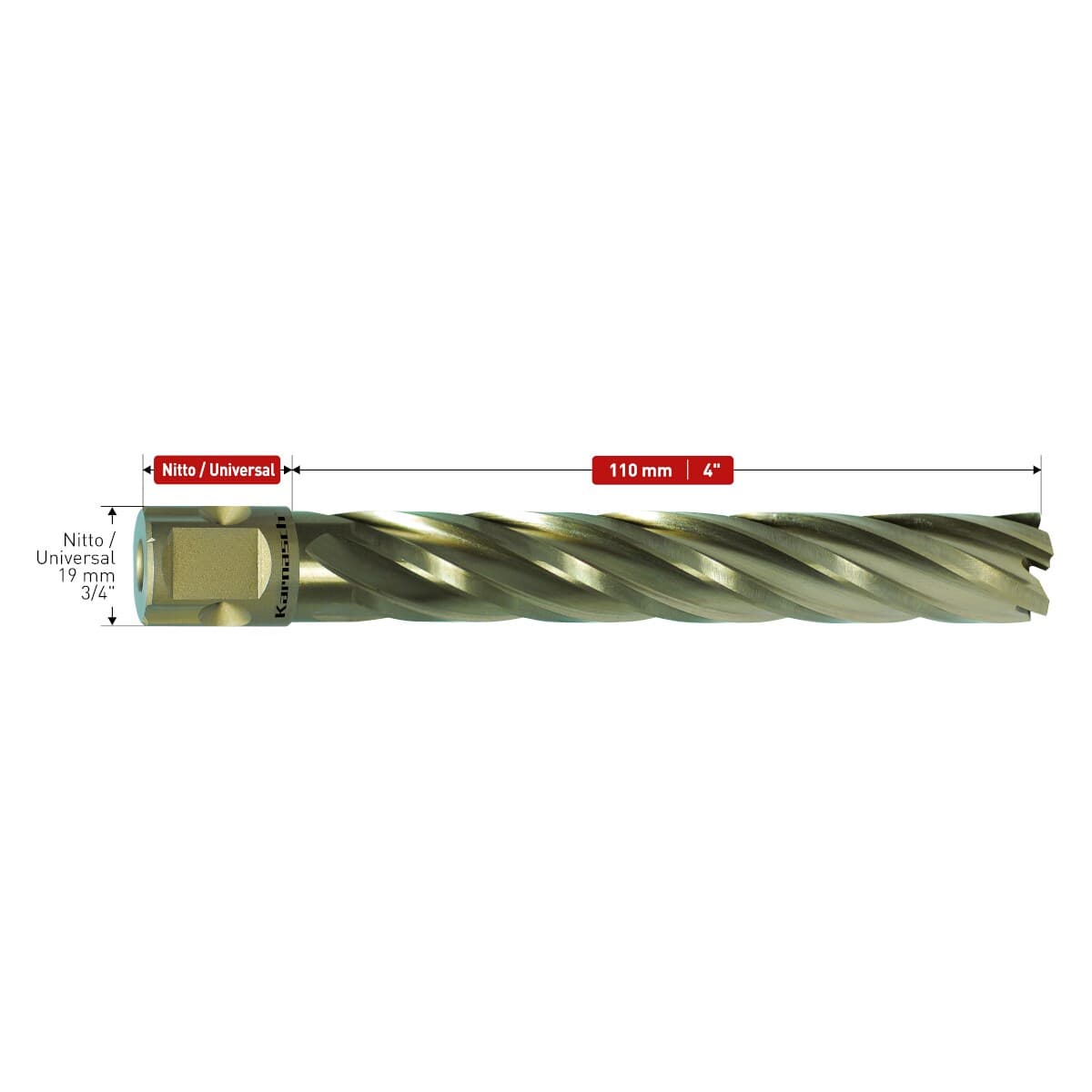 Корончатые сверла Gold-line Karnasch, длина 110 мм, Nitto + Weldon 19, арт. 20.1280N — фото 2