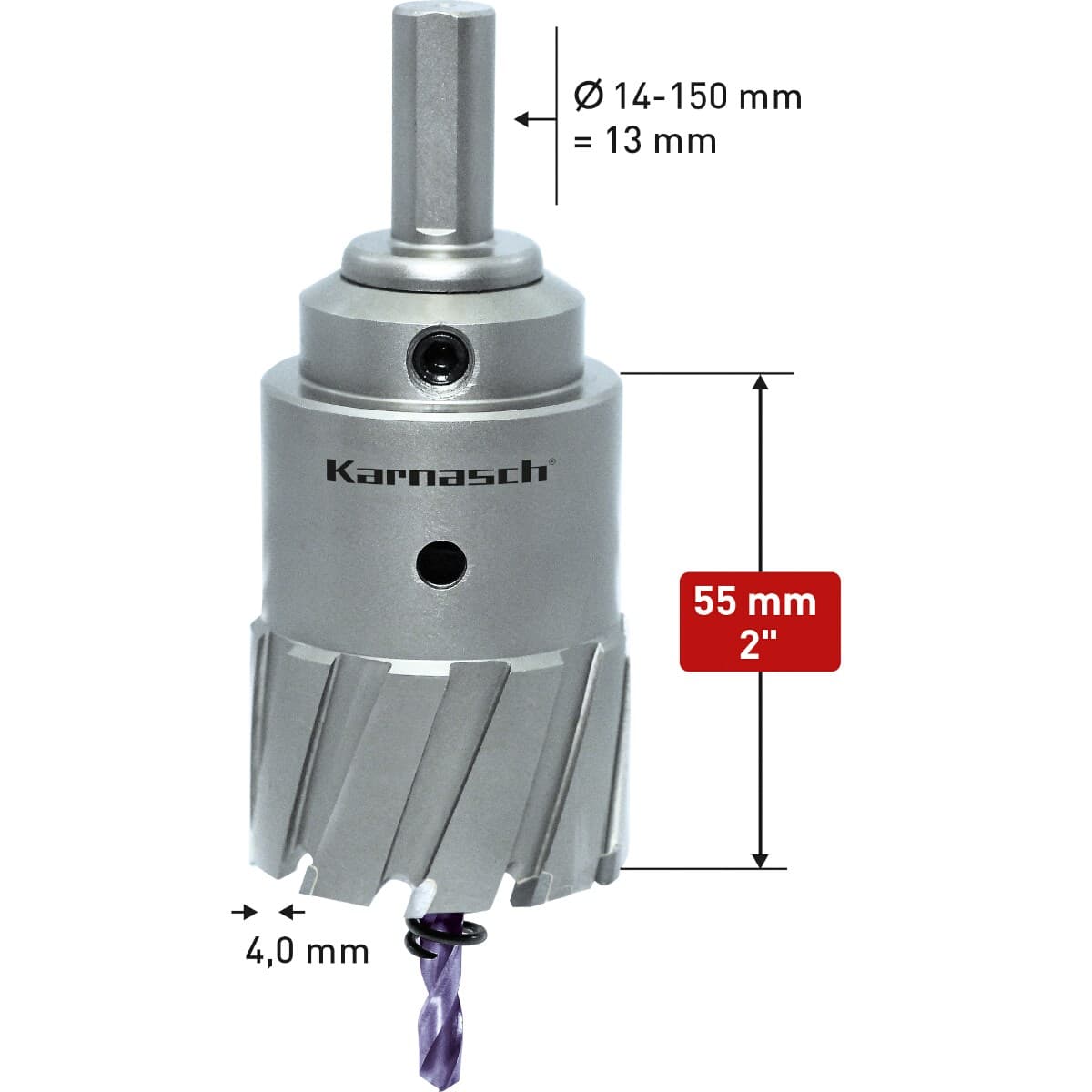 Твердосплавная коронка Power-Max 55, Ø18х55 мм, в сборе, арт. 20.1141-018 — фото 2