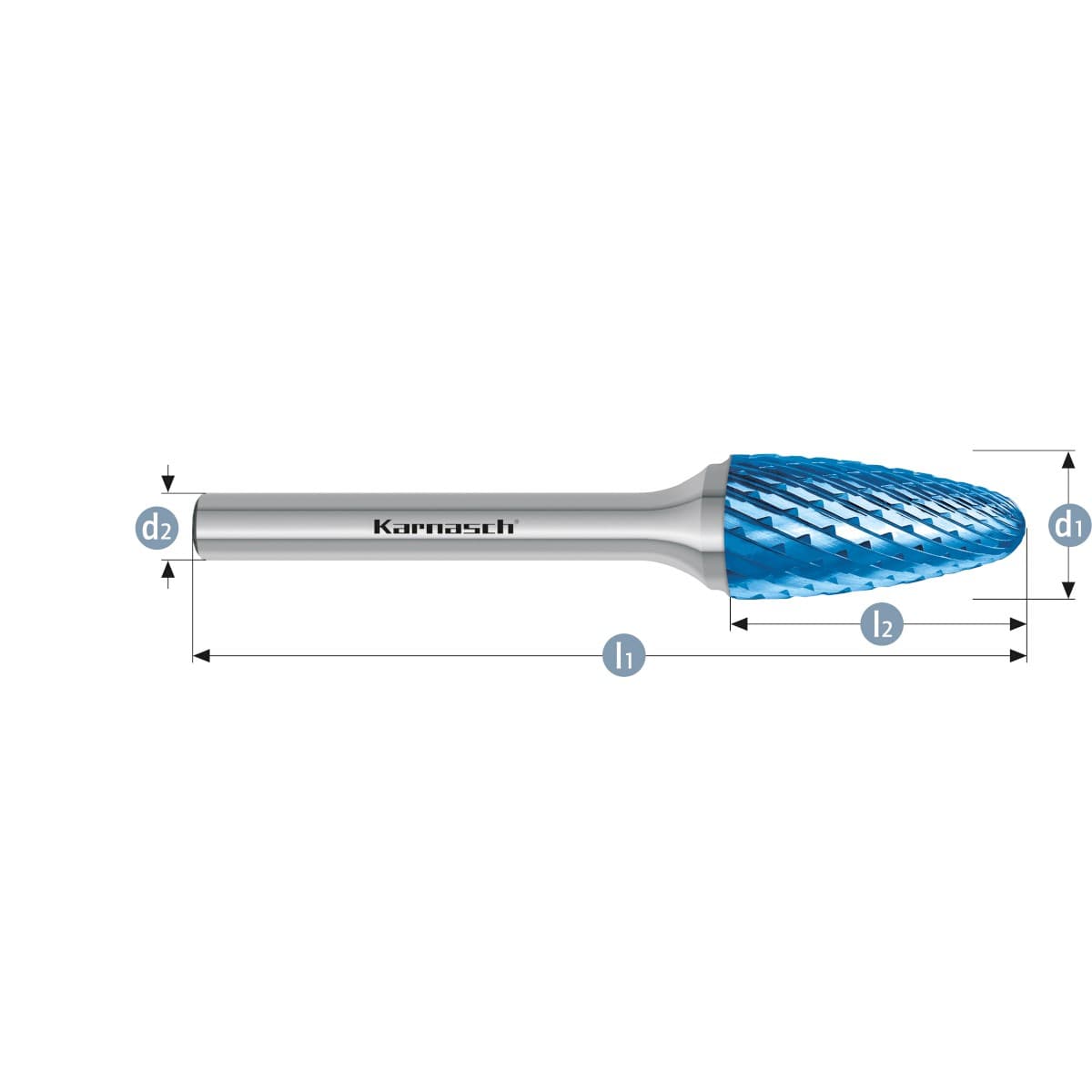 Борфреза твердосплавная форма F, 6×18×6×50 мм, насечка HP-6, с покрытием Blue-Tec, арт. 11.5054-030 — фото 2