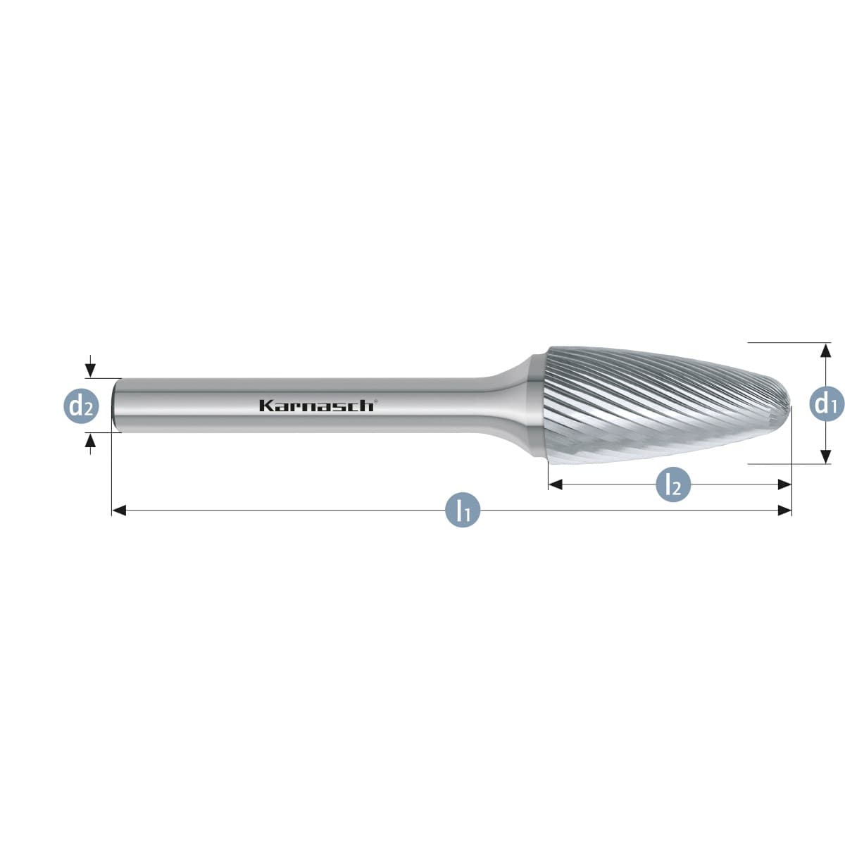 Борфреза твердосплавная форма F, 12×25×8×70 мм, насечка HP-5, арт. 11.3053-055 — фото 2
